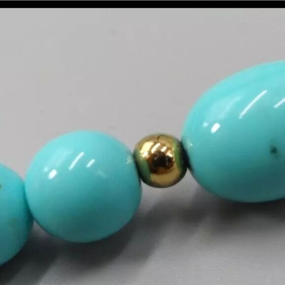 Avon 1983 Turquoise Impressions Necklace Simulated Turquoise Gold Accents Vtg - Picture 6 of 8